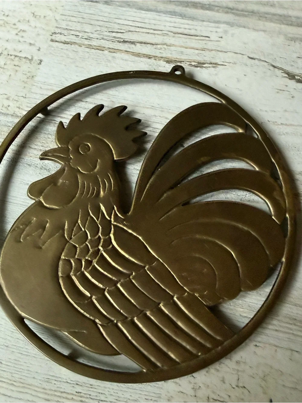 Vintage Gatco Brass Rooster Trivet | Farmhouse Kitchen Wall Decor | Mid-Century